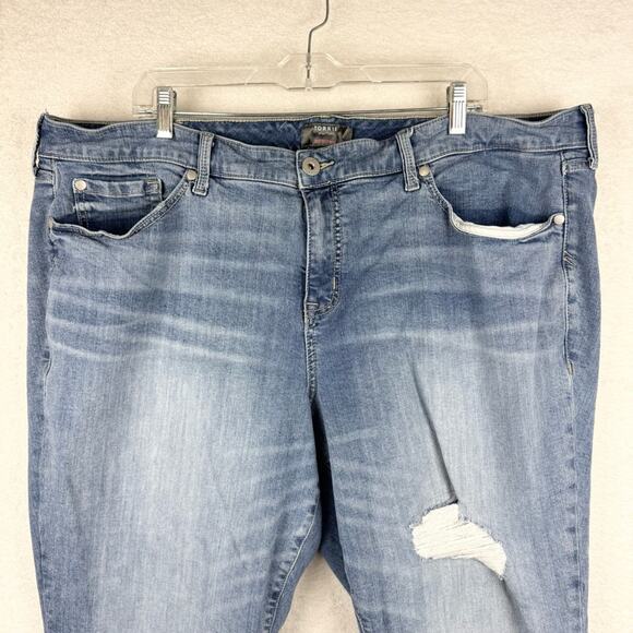 Torrid Crop Boyfriend Straight Vintage Stretch Mid-Rise Jean In Psyche Wash - 24 - Picture 8 of 15